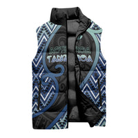 Custom Aotearoa Atua Tangaroa Sleeveless Puffer Jacket God Of Ocean Koru Patterns