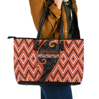 Aotearoa Atua Ruaumoko Leather Tote Bag God Of Volcanoes Koru Patterns