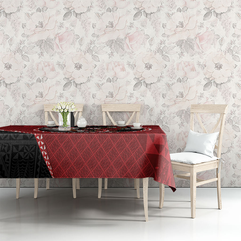 Tonga Kilisimasi Fiefia Tablecloth Praying Santa Hibiscus Cross DT05 - Polynesian Pride