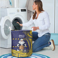 Tokelau Christmas Laundry Basket Santa With Tuluma Xmas Tribal Waves DT05 - Polynesian Pride