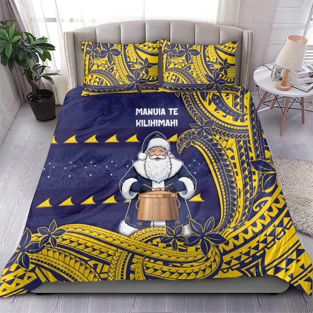 Tokelau Christmas Bedding Set Santa With Tuluma Xmas Tribal Waves DT05 - Polynesian Pride
