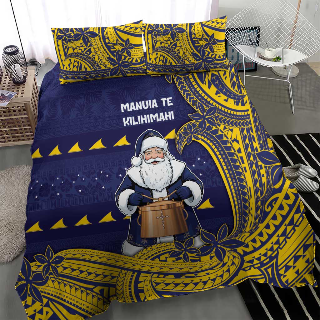 Tokelau Christmas Bedding Set Santa With Tuluma Xmas Tribal Waves DT05 - Polynesian Pride