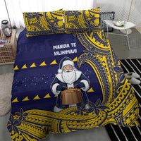 Tokelau Christmas Bedding Set Santa With Tuluma Xmas Tribal Waves DT05 - Polynesian Pride