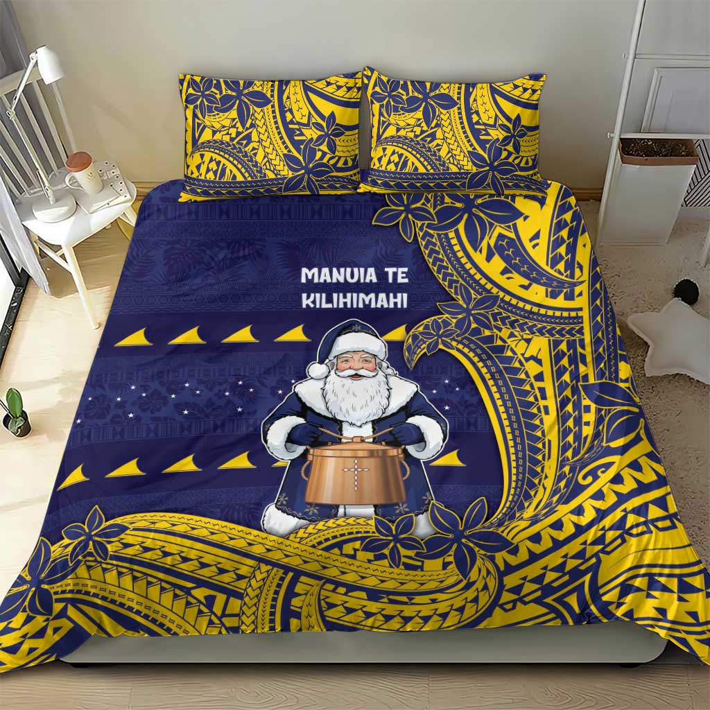 Tokelau Christmas Bedding Set Santa With Tuluma Xmas Tribal Waves DT05 - Polynesian Pride
