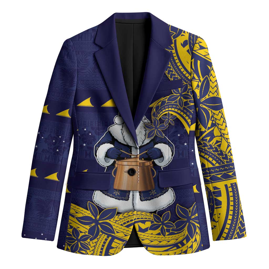 Tokelau Christmas Blazer Santa With Tuluma Xmas Tribal Waves - Polynesian Pride