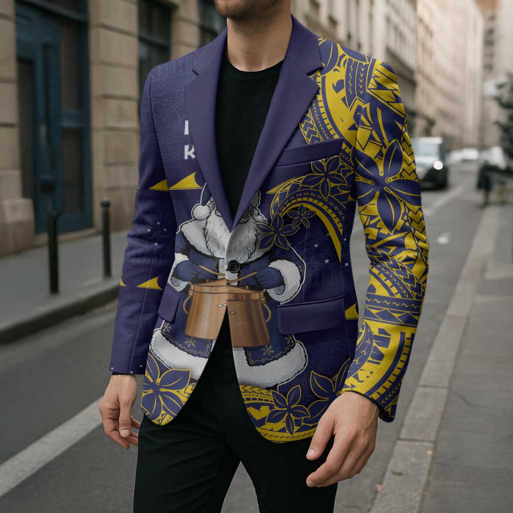 Tokelau Christmas Blazer Santa With Tuluma Xmas Tribal Waves - Polynesian Pride