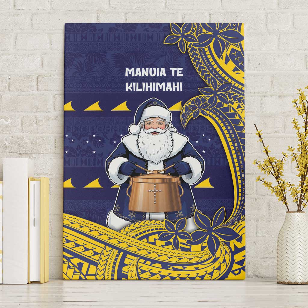 Tokelau Christmas Canvas Wall Art Santa With Tuluma Xmas Tribal Waves - Polynesian Pride