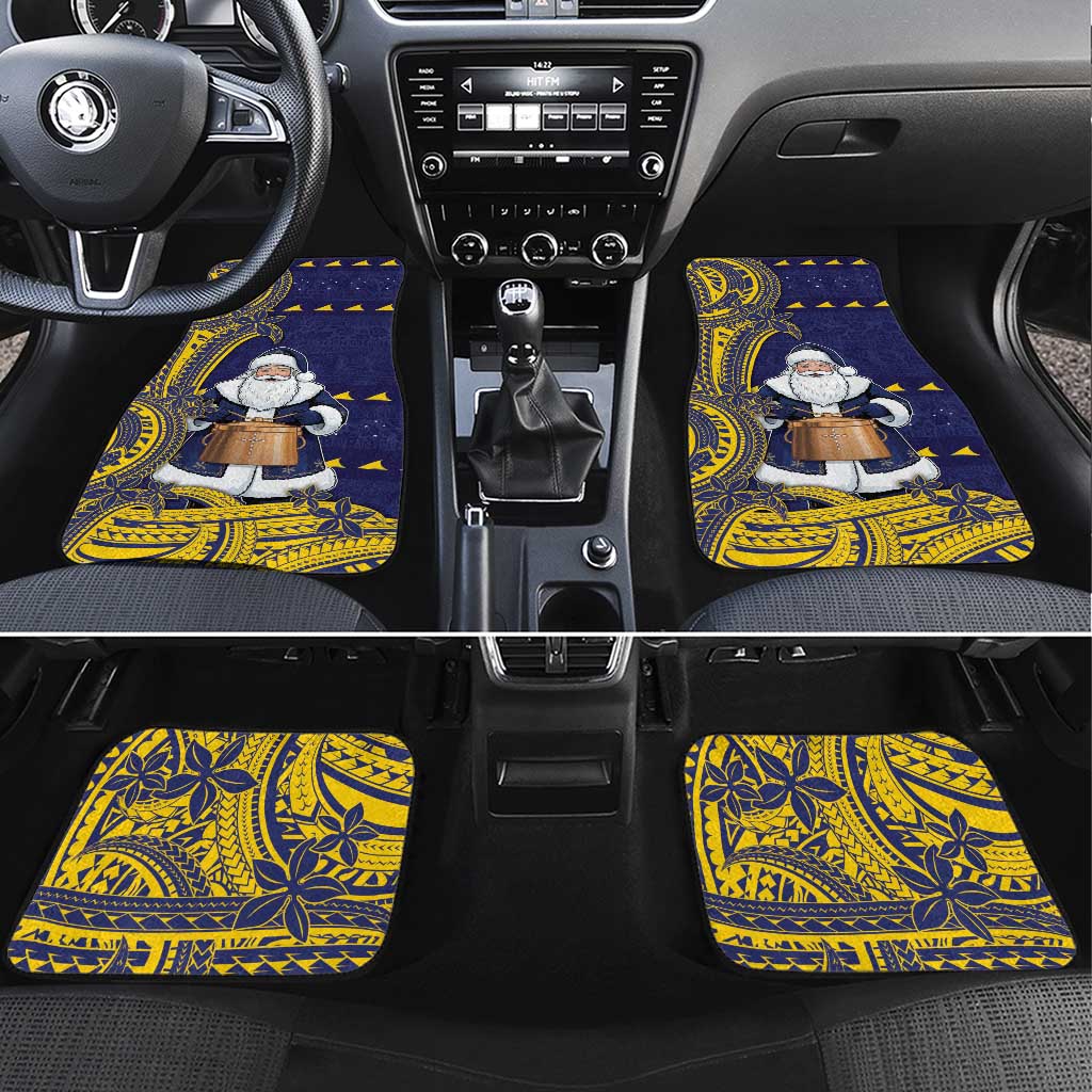Tokelau Christmas Car Mats Santa With Tuluma Xmas Tribal Waves - Polynesian Pride