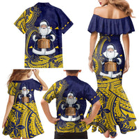 Tokelau Christmas Family Matching Mermaid Dress and Hawaiian Shirt Santa With Tuluma Xmas Tribal Waves - Polynesian Pride