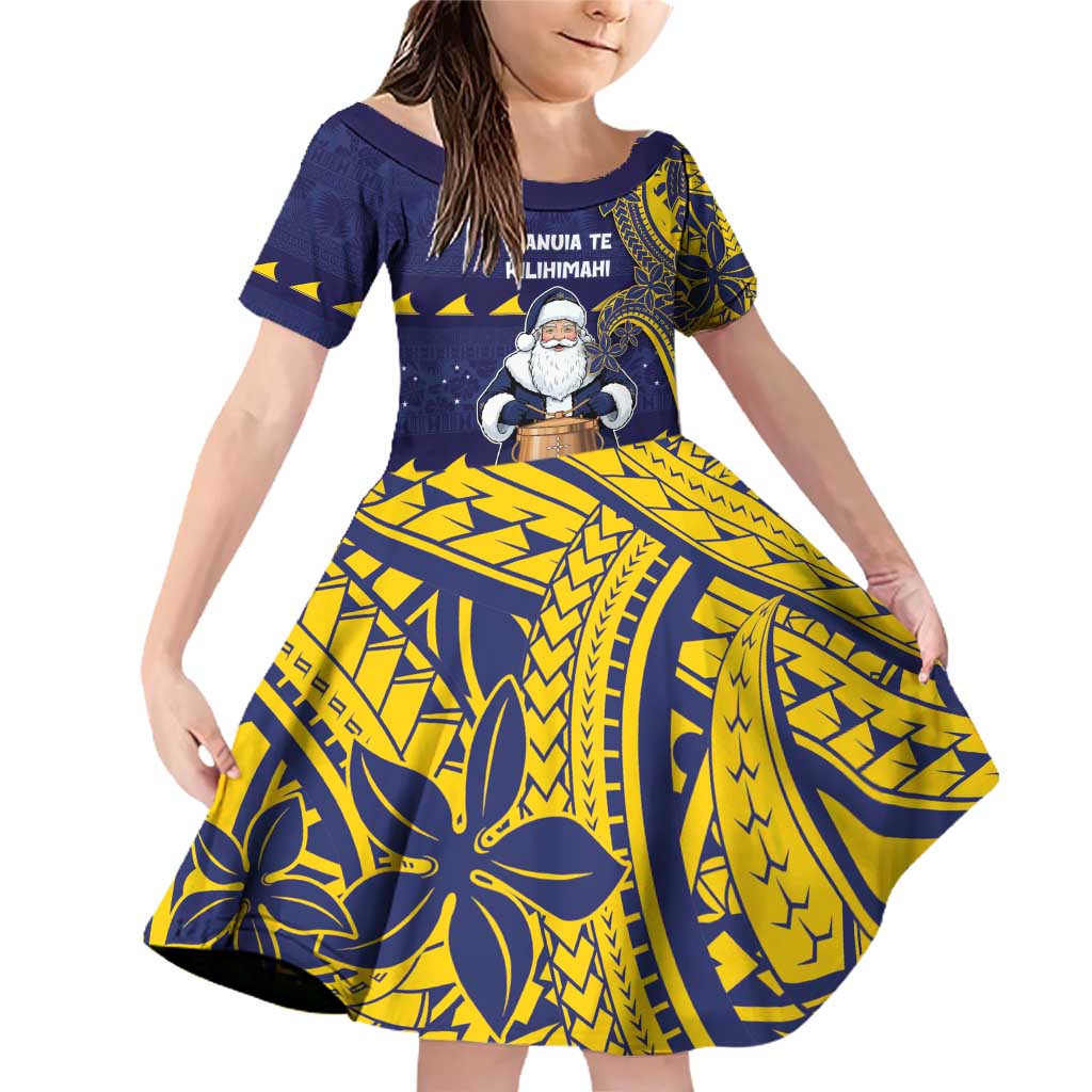 Tokelau Christmas Family Matching Off Shoulder Short Dress and Hawaiian Shirt Santa With Tuluma Xmas Tribal Waves - Polynesian Pride