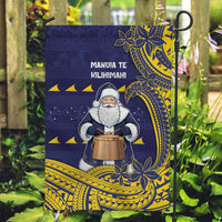 Tokelau Christmas Garden Flag Santa With Tuluma Xmas Tribal Waves - Polynesian Pride