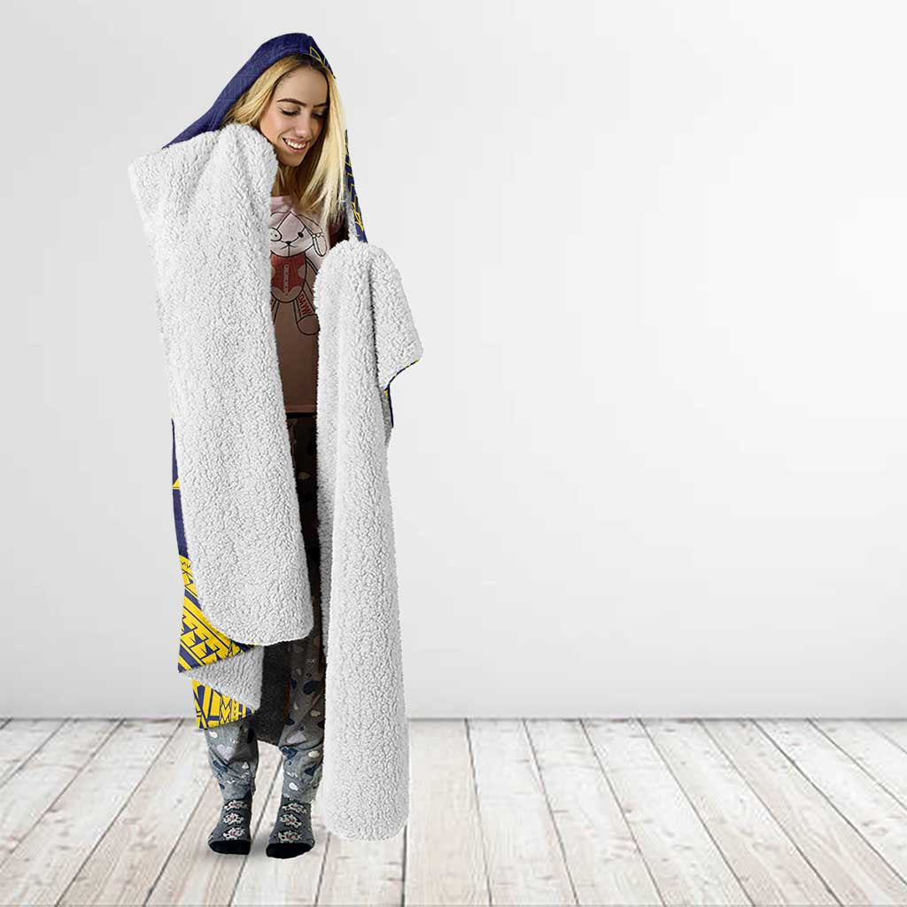 Tokelau Christmas Hooded Blanket Santa With Tuluma Xmas Tribal Waves - Polynesian Pride