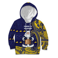 Tokelau Christmas Kid Hoodie Santa With Tuluma Xmas Tribal Waves - Polynesian Pride