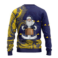 Tokelau Christmas Ugly Christmas Sweater Santa With Tuluma Xmas Tribal Waves - Polynesian Pride