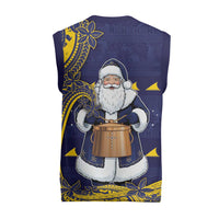 Tokelau Christmas Knitted V-Neck Vest Santa With Tuluma Xmas Tribal Waves DT05 - Polynesian Pride