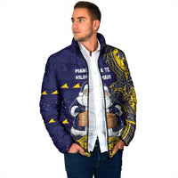 Tokelau Christmas Padded Jacket Santa With Tuluma Xmas Tribal Waves - Polynesian Pride