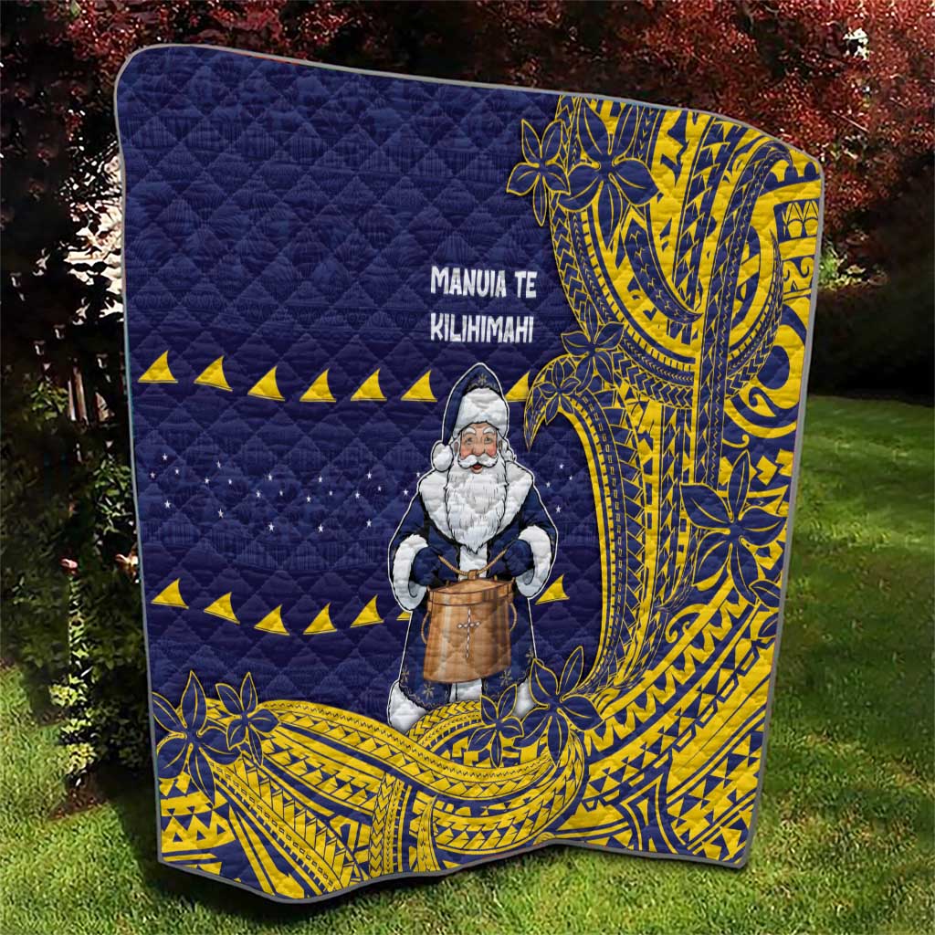 Tokelau Christmas Quilt Santa With Tuluma Xmas Tribal Waves - Polynesian Pride
