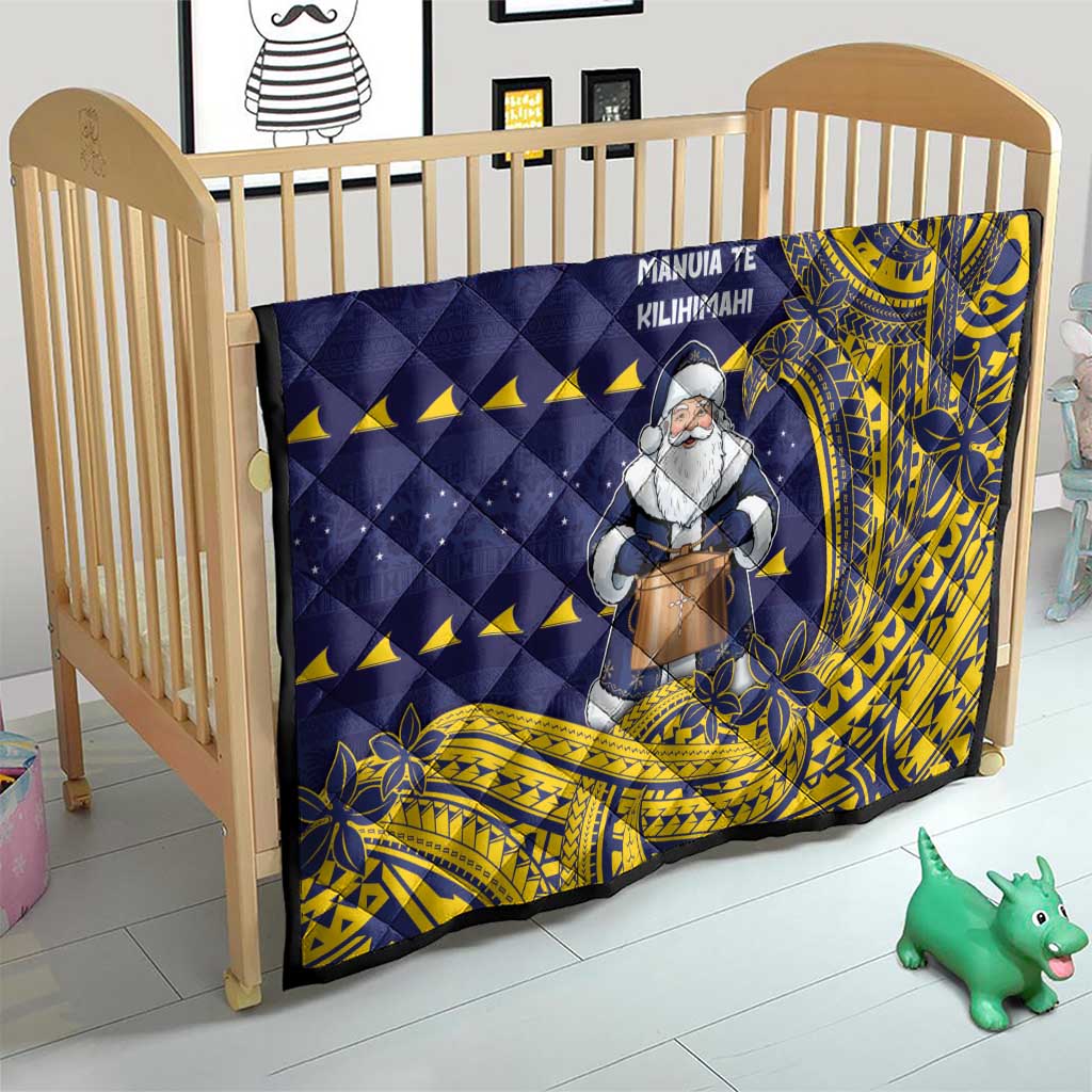 Tokelau Christmas Quilt Santa With Tuluma Xmas Tribal Waves - Polynesian Pride