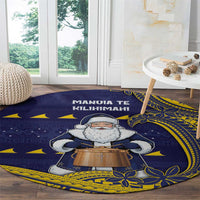 Tokelau Christmas Round Carpet Santa With Tuluma Xmas Tribal Waves DT05 - Polynesian Pride
