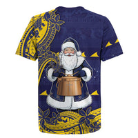 Tokelau Christmas Rugby Jersey Santa With Tuluma Xmas Tribal Waves - Polynesian Pride