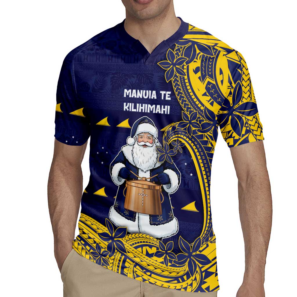 Tokelau Christmas Rugby Jersey Santa With Tuluma Xmas Tribal Waves - Polynesian Pride