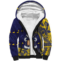 Tokelau Christmas Sherpa Hoodie Santa With Tuluma Xmas Tribal Waves - Polynesian Pride