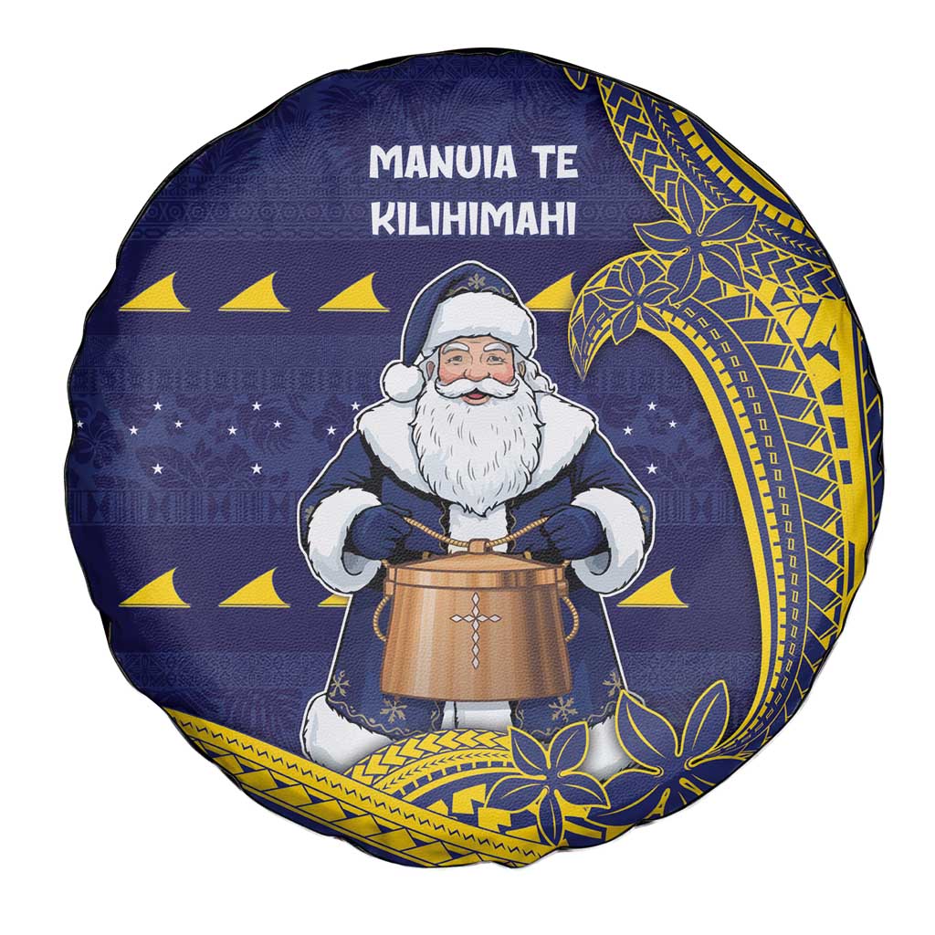 Tokelau Christmas Spare Tire Cover Santa With Tuluma Xmas Tribal Waves - Polynesian Pride