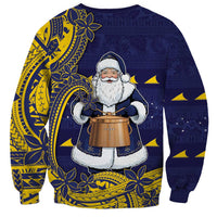 Tokelau Christmas Sweatshirt Santa With Tuluma Xmas Tribal Waves - Polynesian Pride