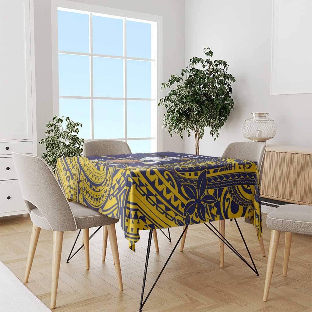 Tokelau Christmas Tablecloth Santa With Tuluma Xmas Tribal Waves - Polynesian Pride