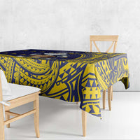 Tokelau Christmas Tablecloth Santa With Tuluma Xmas Tribal Waves - Polynesian Pride