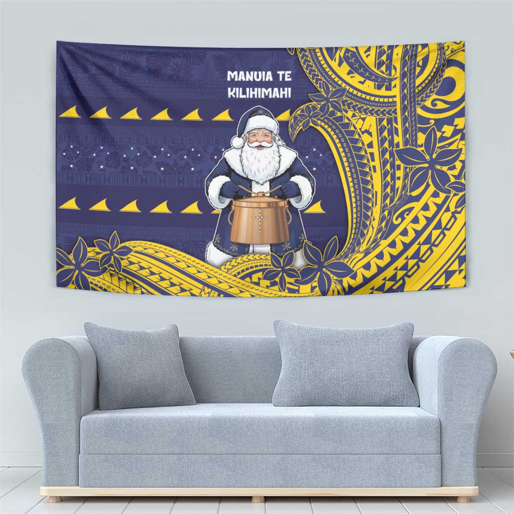 Tokelau Christmas Tapestry Santa With Tuluma Xmas Tribal Waves DT05 - Polynesian Pride