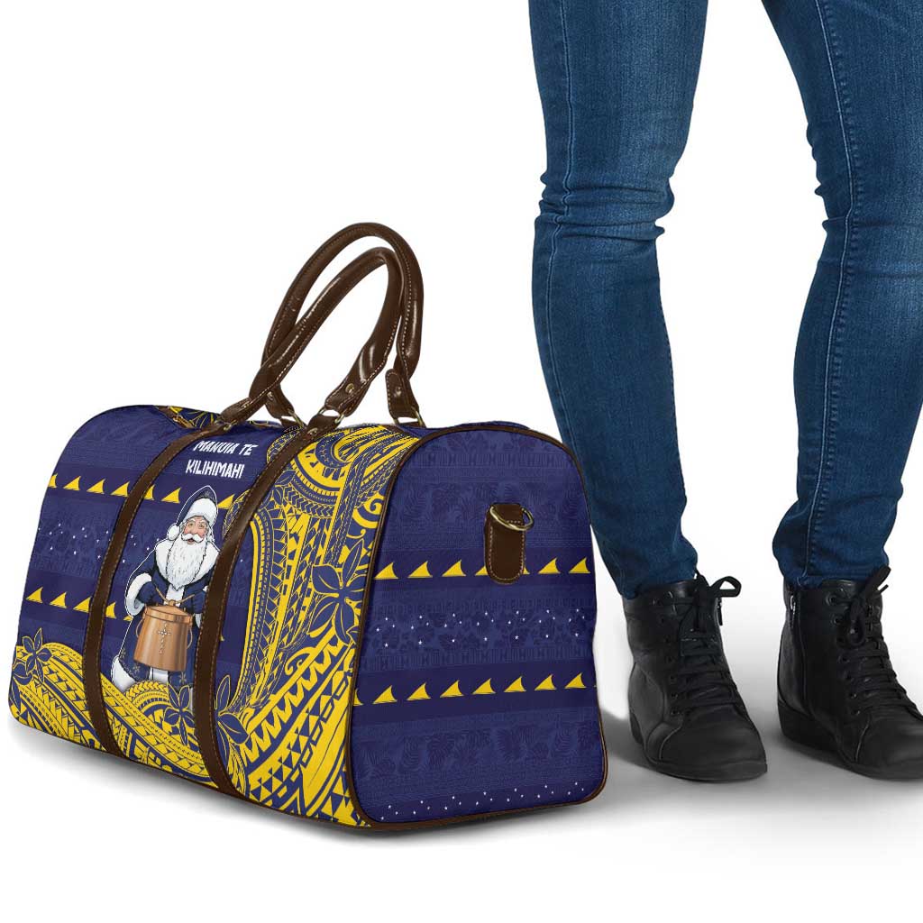Tokelau Christmas Travel Bag Santa With Tuluma Xmas Tribal Waves - Polynesian Pride
