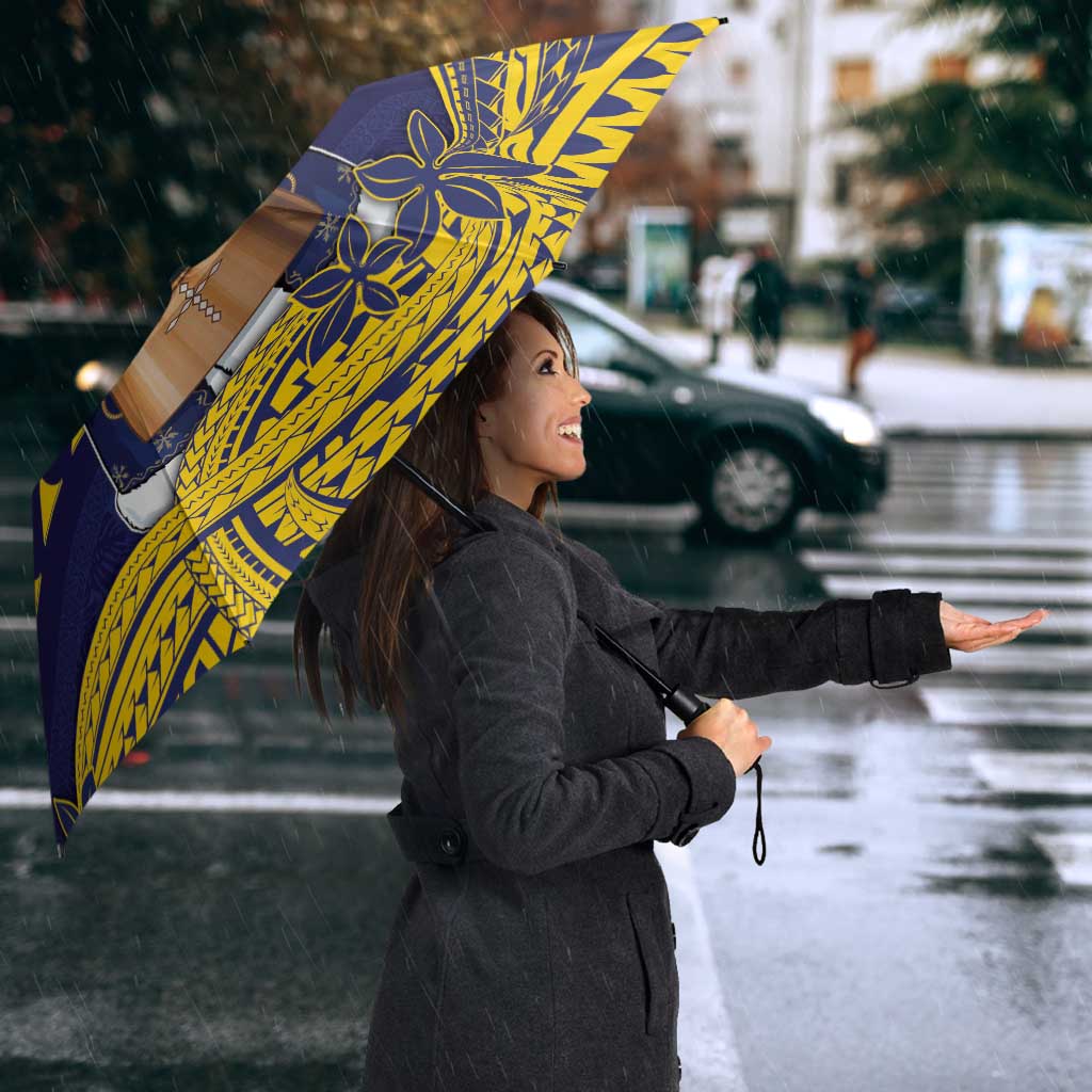 Tokelau Christmas Umbrella Santa With Tuluma Xmas Tribal Waves - Polynesian Pride