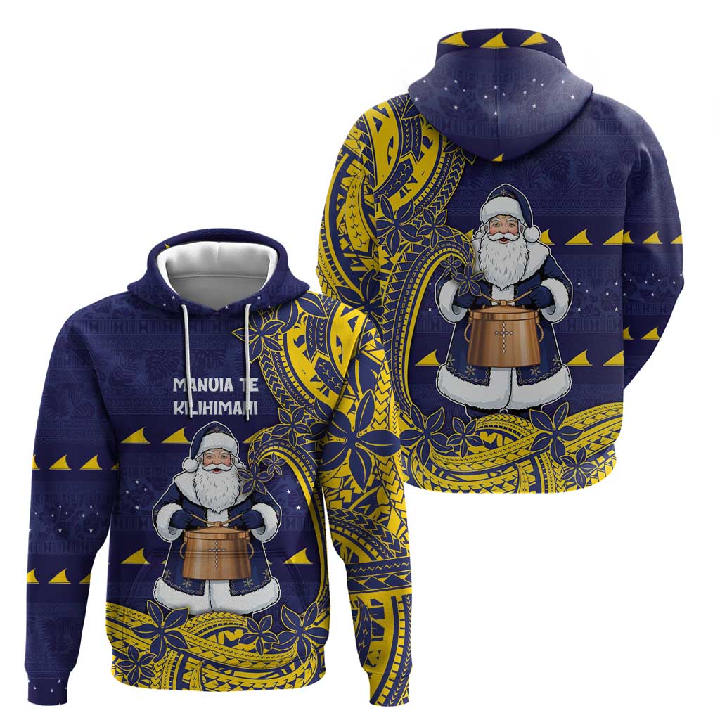 Tokelau Christmas Zip Hoodie Santa With Tuluma Xmas Tribal Waves DT05 - Polynesian Pride
