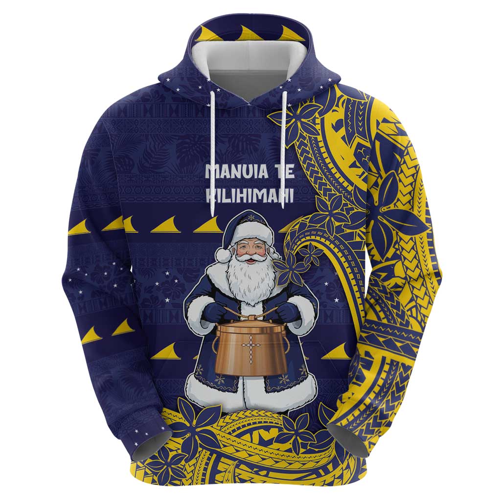 Tokelau Christmas Zip Hoodie Santa With Tuluma Xmas Tribal Waves DT05 - Polynesian Pride