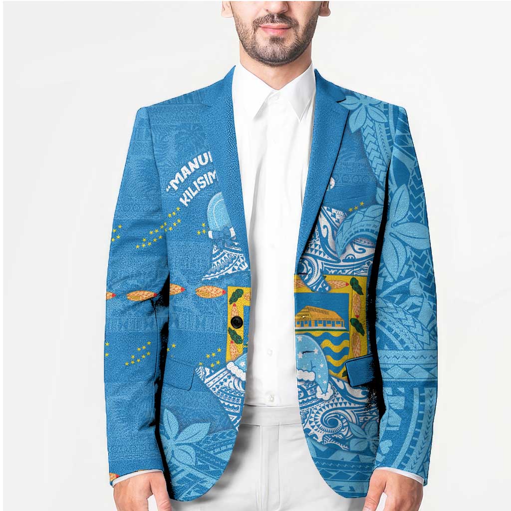 Tuvalu Christmas Blazer Dolphins Santa Xmas Tribal Waves - Polynesian Pride