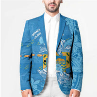 Tuvalu Christmas Blazer Dolphins Santa Xmas Tribal Waves - Polynesian Pride