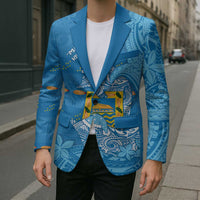 Tuvalu Christmas Blazer Dolphins Santa Xmas Tribal Waves - Polynesian Pride