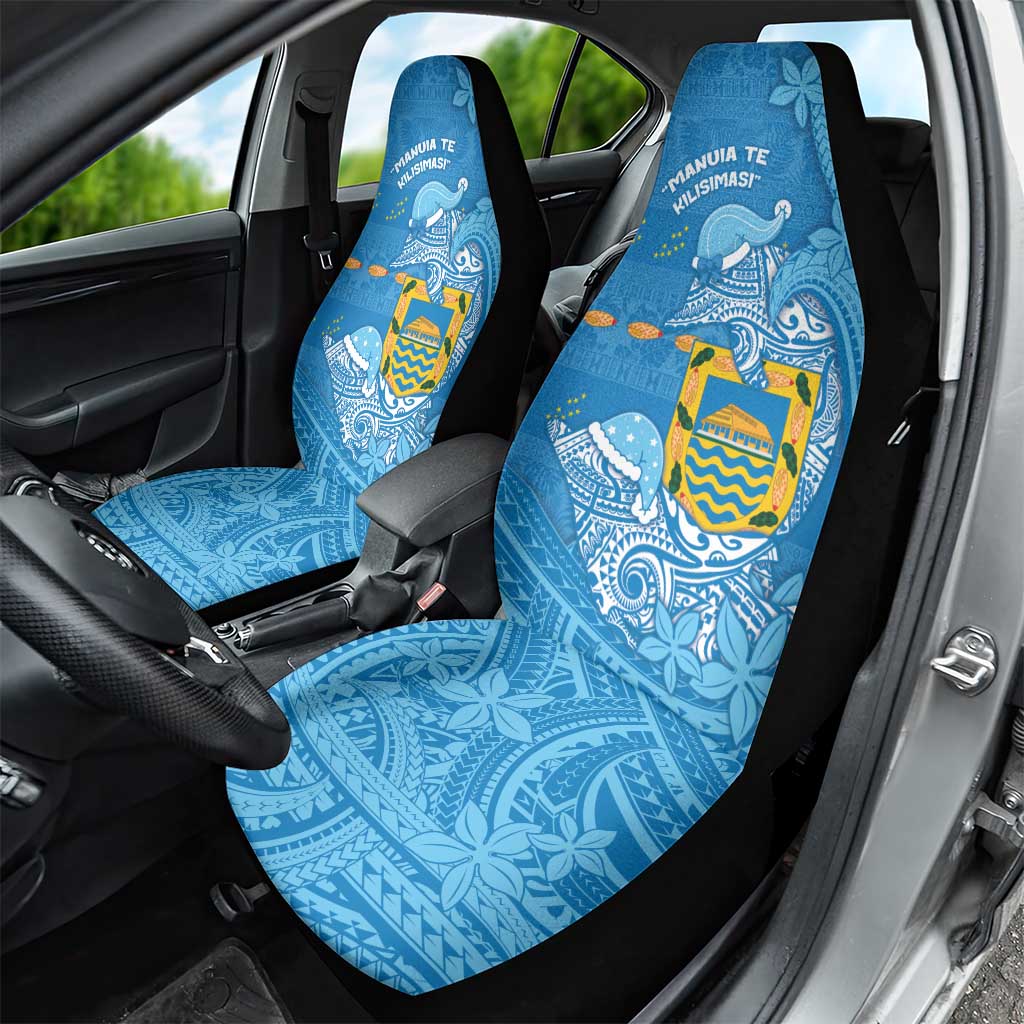 Tuvalu Christmas Car Seat Cover Dolphins Santa Xmas Tribal Waves - Polynesian Pride
