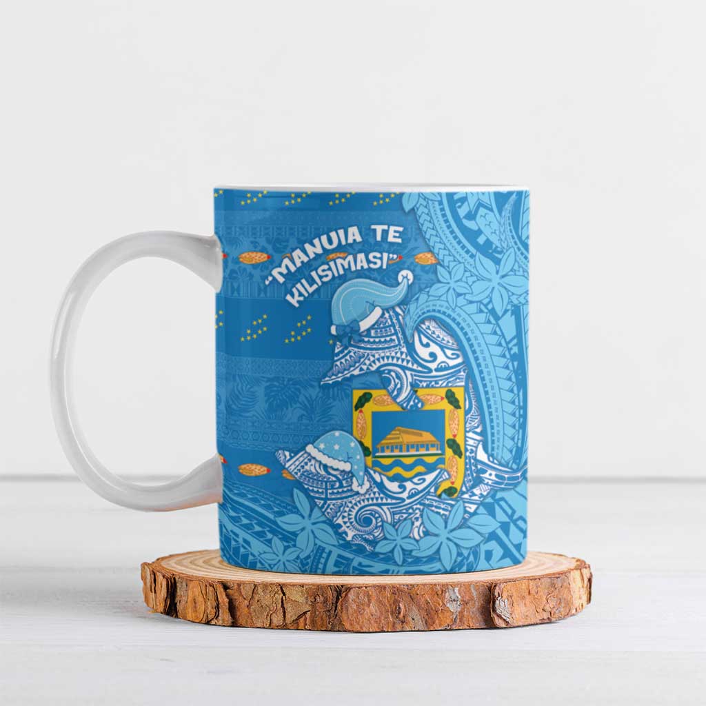Tuvalu Christmas Ceramic Mug Dolphins Santa Xmas Tribal Waves - Polynesian Pride