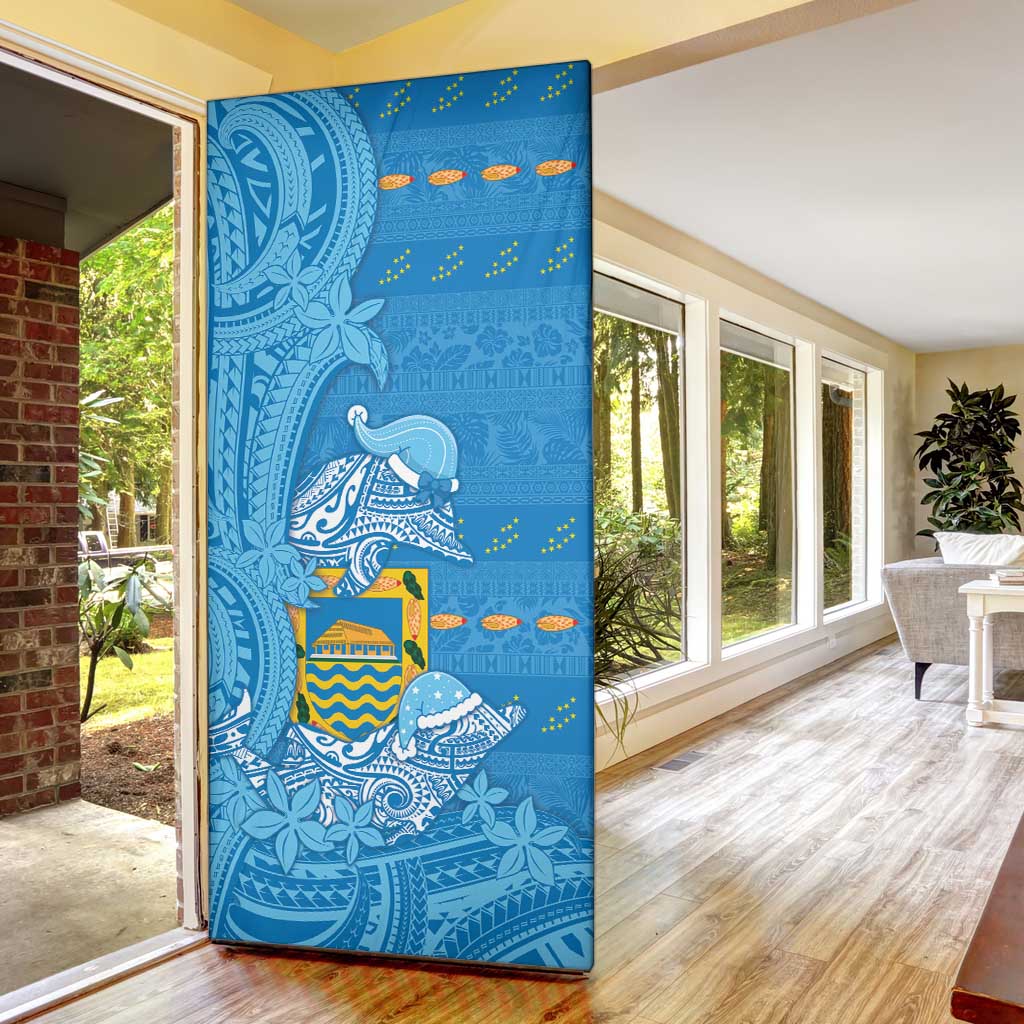 Tuvalu Christmas Door Cover Dolphins Santa Xmas Tribal Waves - Polynesian Pride