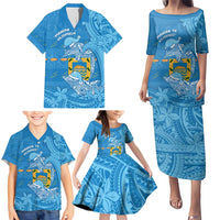 Tuvalu Christmas Family Matching Puletasi and Hawaiian Shirt Dolphins Santa Xmas Tribal Waves - Polynesian Pride