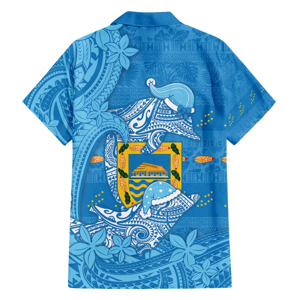 Tuvalu Christmas Family Matching Puletasi and Hawaiian Shirt Dolphins Santa Xmas Tribal Waves - Polynesian Pride