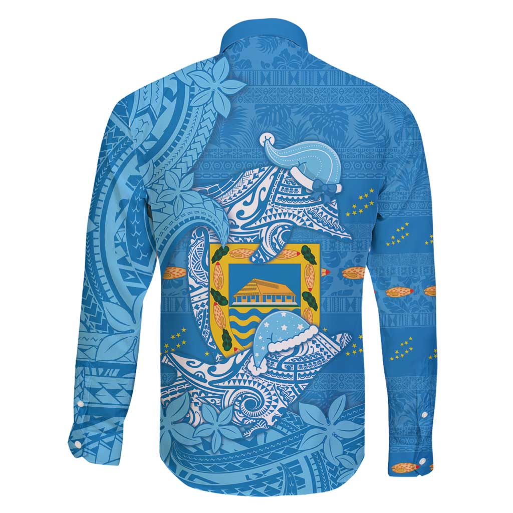 Tuvalu Christmas Family Matching Puletasi and Hawaiian Shirt Dolphins Santa Xmas Tribal Waves - Polynesian Pride