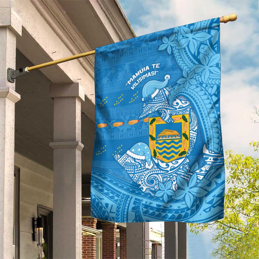 Tuvalu Christmas Garden Flag Dolphins Santa Xmas Tribal Waves - Polynesian Pride