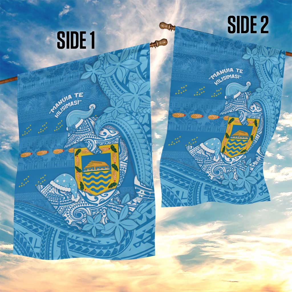 Tuvalu Christmas Garden Flag Dolphins Santa Xmas Tribal Waves - Polynesian Pride