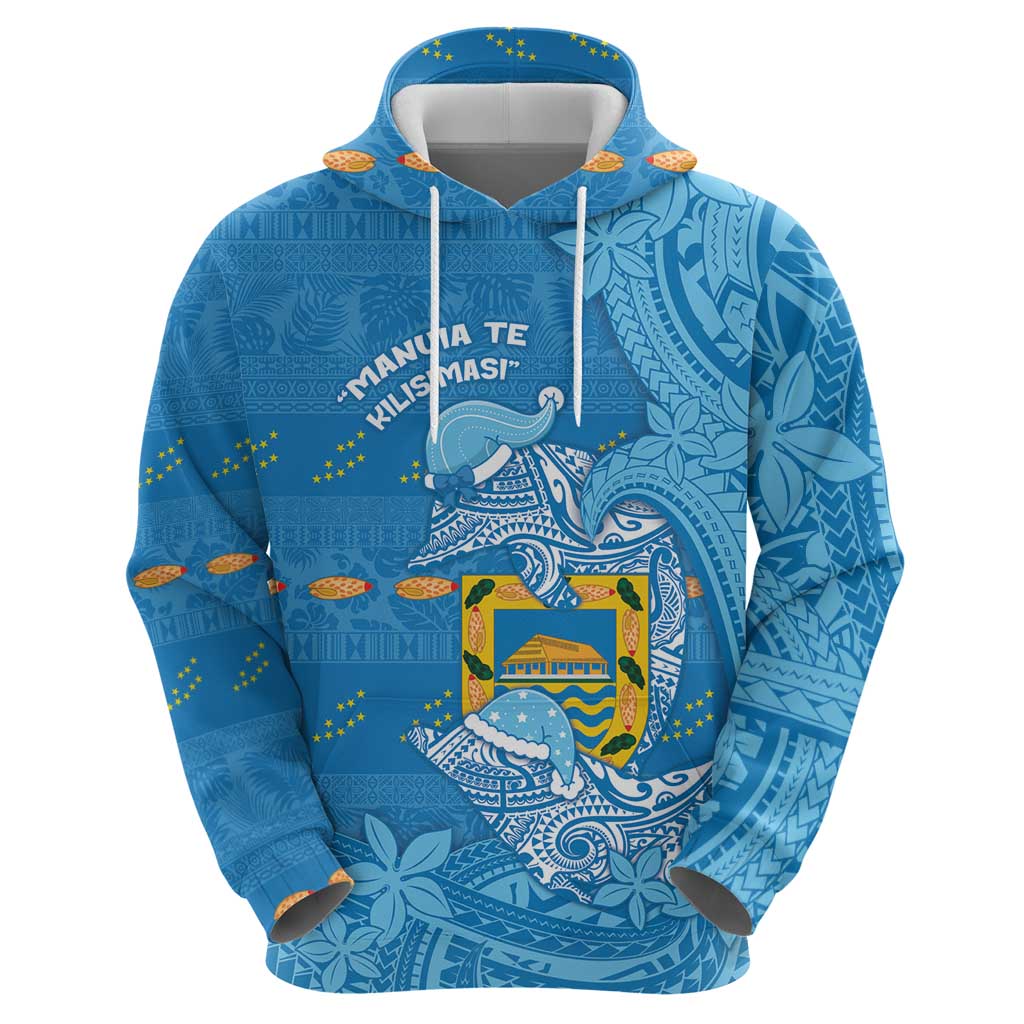 Tuvalu Christmas Hoodie Dolphins Santa Xmas Tribal Waves - Polynesian Pride