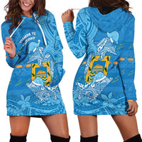 Tuvalu Christmas Hoodie Dress Dolphins Santa Xmas Tribal Waves DT05 - Polynesian Pride