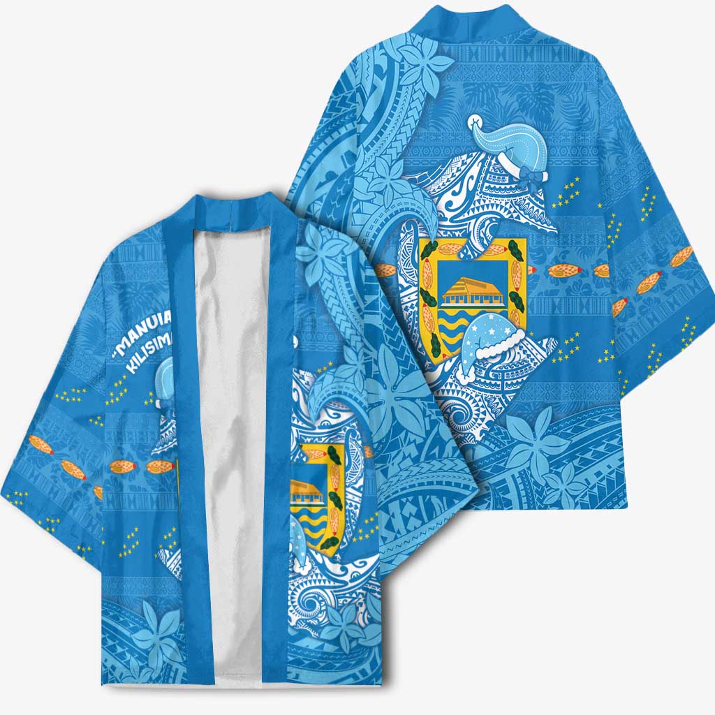 Tuvalu Christmas Kimono Dolphins Santa Xmas Tribal Waves - Polynesian Pride
