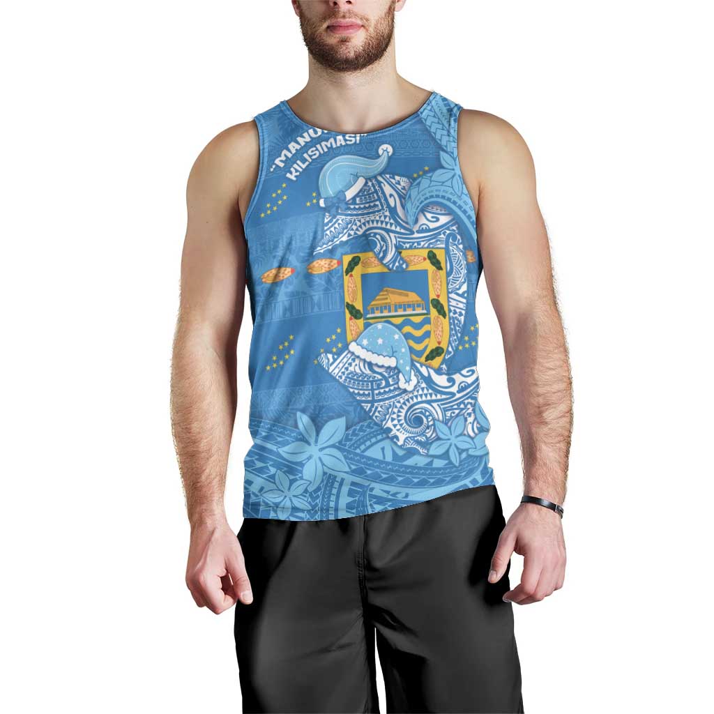 Tuvalu Christmas Men Tank Top Dolphins Santa Xmas Tribal Waves DT05 - Polynesian Pride